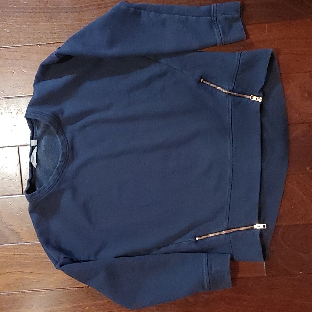 Athleta Navy Blue Crewneck Sweatshirt with Side Zippers